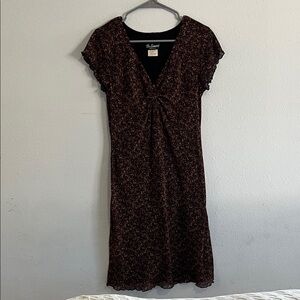 Elegant Black and Brown Midi Dress